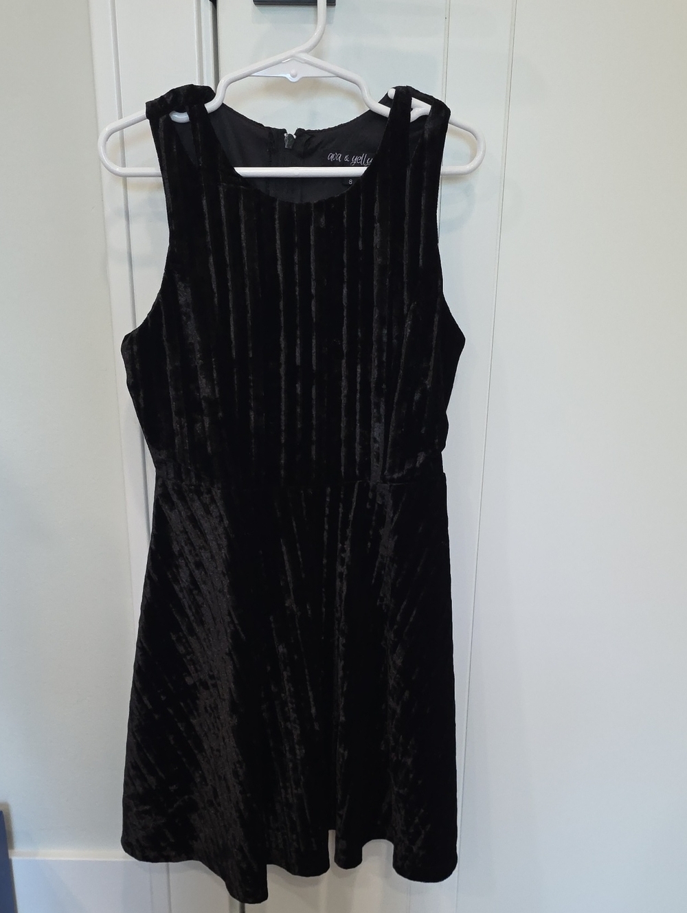 Girls' Black Velvet Sleeveless Fit & Flare Dress